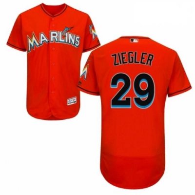 Mens Majestic Miami Marlins 29 Brad Ziegler Orange Alternate Flex Base Authentic Collection MLB Jersey