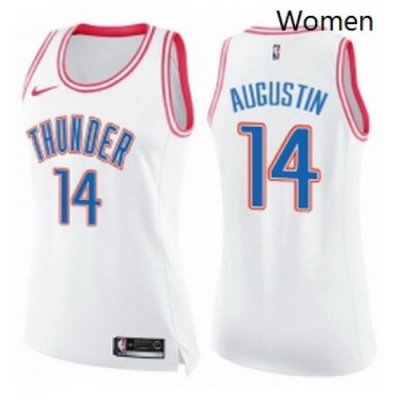 Womens Nike Oklahoma City Thunder 14 DJ Augustin Swingman WhitePink Fashion NBA Jersey