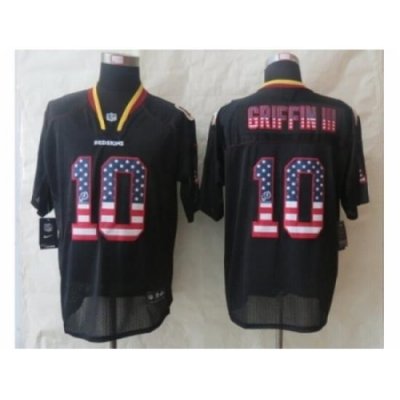 Nike Washington RedSkins 10 Robert Griffin III Black Elite USA Flag Fashion NFL Jersey