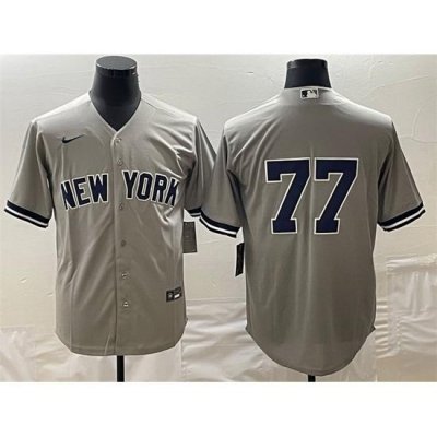 Men NeW York Yankees 77 Clint Frazier Gray Cool Base Stitched Jersey