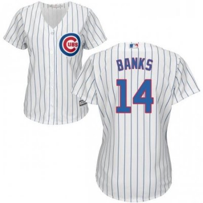 Womens Majestic Chicago Cubs 14 Ernie Banks Replica White Home Cool Base MLB Jersey