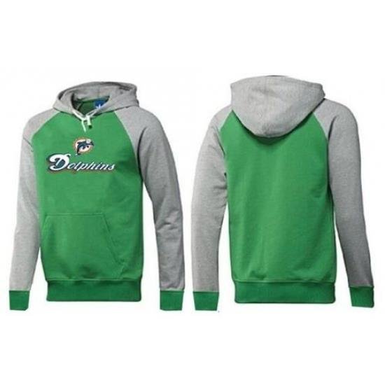 NFL Mens Nike Miami Dolphins Authentic Logo Pullover Hoodie GreenGrey