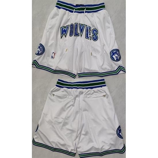 Men Minnesota Timberwolves White Shorts