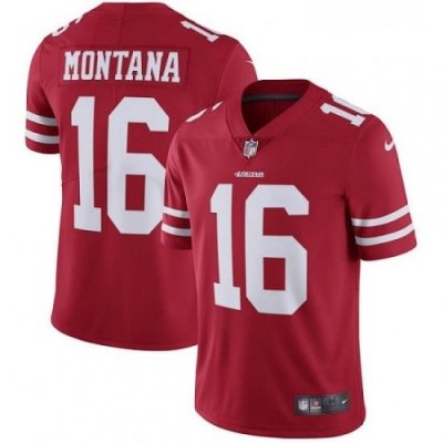 Youth Nike San Francisco 49ers 16 Joe Montana Elite Red Team Color NFL Jersey