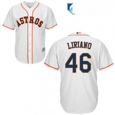 Mens Majestic Houston Astros 46 Francisco Liriano Replica White Home Cool Base MLB Jersey