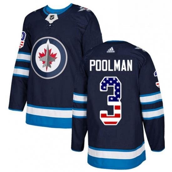 Mens Adidas Winnipeg Jets 3 Tucker Poolman Authentic Navy Blue USA Flag Fashion NHL Jersey