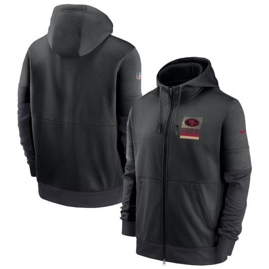 Men San Francisco 49ers Nike Sideline Impact Lockup Performance Full Zip Hoodie Black