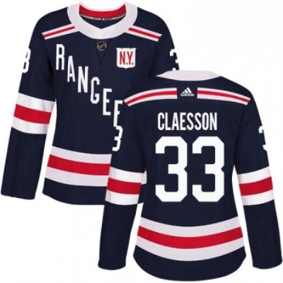 Womens Adidas New York Rangers 33 Fredrik Claesson Authentic Navy Blue 2018 Winter Classic NHL Jersey