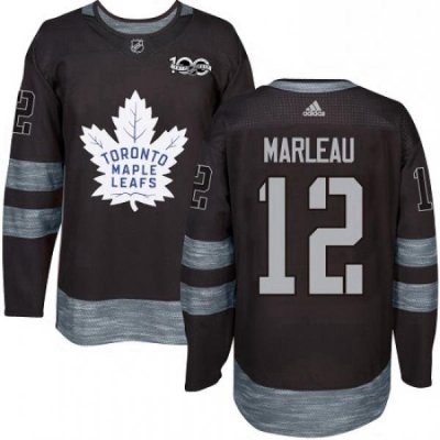 Mens Adidas Toronto Maple Leafs 12 Patrick Marleau Authentic Black 1917 2017 100th Anniversary NHL Jersey