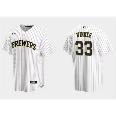 Men Milwaukee Brewers 33 Jesse Winker White Cool Base Stitched Jersey