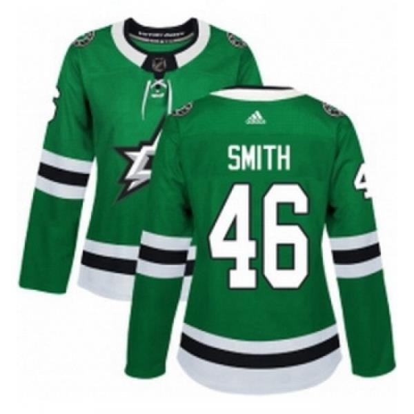 Womens Adidas Dallas Stars 46 Gemel Smith Authentic Green Home NHL Jersey