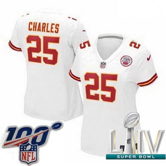 2020 Super Bowl LIV Women Nike Kansas City Chiefs #25 Jamaal Charles White Vapor Untouchable Limited Player NFL Jersey