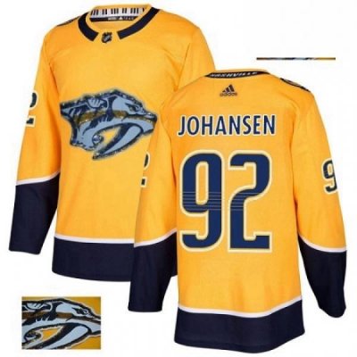 Mens Adidas Nashville Predators 92 Ryan Johansen Authentic Gold Fashion Gold NHL Jersey