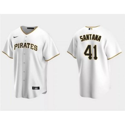 Men Pittsburgh Pirates 41 Carlos Santana White Cool Base Stitched Baseball Jersey