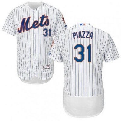 Mens Majestic New York Mets 31 Mike Piazza White Home Flex Base Authentic Collection MLB Jersey