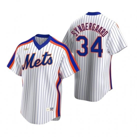 Mens Nike NeW York Mets 34 Noah Syndergaard White CooperstoWn Collection Home Stitched Baseball Jerse