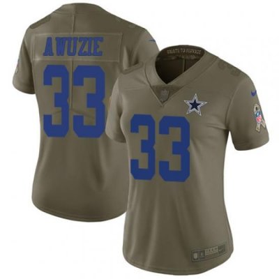 Womens Nike Cowboys #33 Chidobe Awuzie Olive  Stitched NFL Limited 2017 Salute to Service Jersey