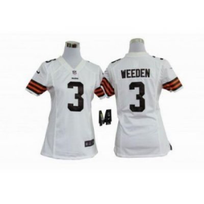 Nike Women NFL Cleveland Browns #3 Brandon Weeden white Jerseys