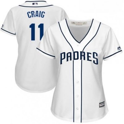 Womens Majestic San Diego Padres 11 Allen Craig Replica White Home Cool Base MLB Jersey