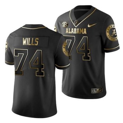 Alabama Crimson Tide Jedrick Wills Black Golden Edition Men'S Jersey