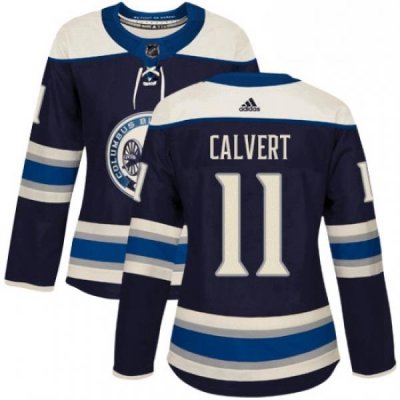 Womens Adidas Columbus Blue Jackets 11 Matt Calvert Authentic Navy Blue Alternate NHL Jersey