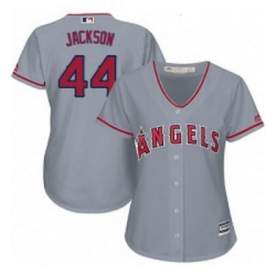 Womens Majestic Los Angeles Angels of Anaheim 44 Reggie Jackson Authentic Grey Road Cool Base MLB Jersey