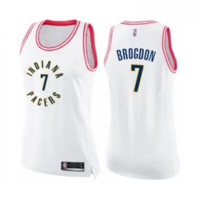 Womens Indiana Pacers 7 Malcolm Brogdon Swingman White Pink Fashion Basketball Jersey