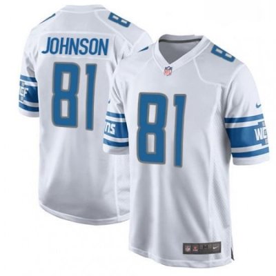 Men Nike Detroit Lions 81 Calvin Johnson Game White NFL Jersey