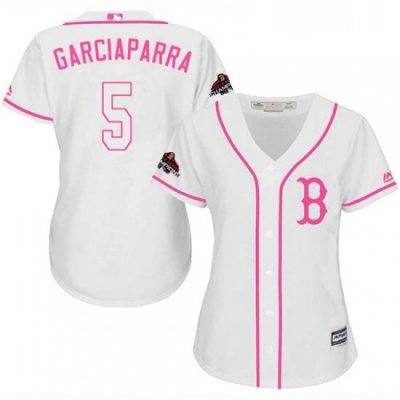 Womens Majestic Boston Red Sox 5 Nomar Garciaparra Authentic White Fashion 2018 World Series Champions MLB Jersey