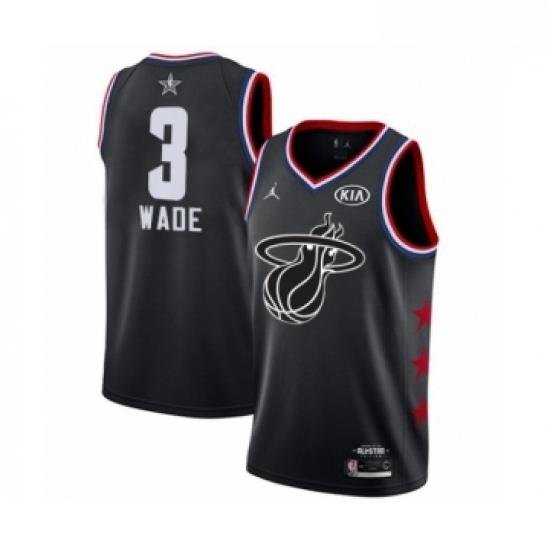 Mens Miami Heat 3 Dwyane Wade Swingman Black 2019 All Star Game Basketball Jersey