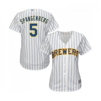 Womens Milwaukee Brewers 5 Cory Spangenberg Replica White Home Cool Base Baseball Jersey