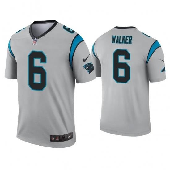 Men's Carolina Panthers #6 P.J. Walker Silver Inverted Legend Nike Jersey