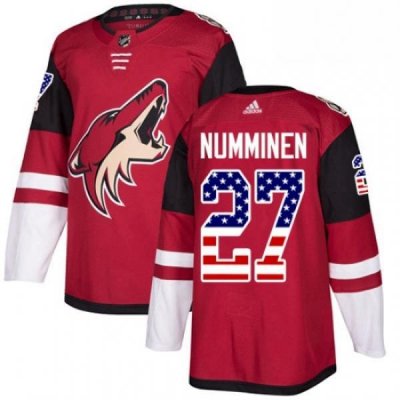 Youth Adidas Arizona Coyotes 27 Teppo Numminen Authentic Red USA Flag Fashion NHL Jersey