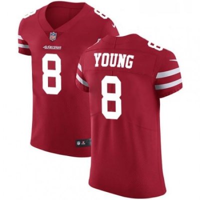 Mens Nike San Francisco 49ers 8 Steve Young Red Team Color Vapor Untouchable Elite Player NFL Jersey