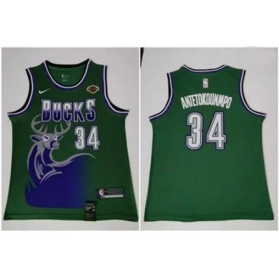 Bucks 34 Giannis Antetokounmpo Green Nike Swingman Jersey