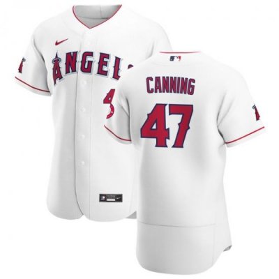 Men Los Angeles Angels 47 Griffin Canning Men Nike White Home 2020 Flex Base Player MLB Jersey