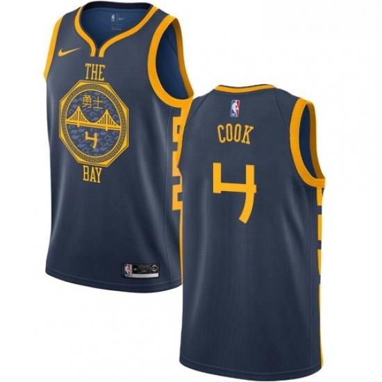 Youth Nike Golden State Warriors 4 Quinn Cook Swingman Navy Blue NBA Jersey City Edition