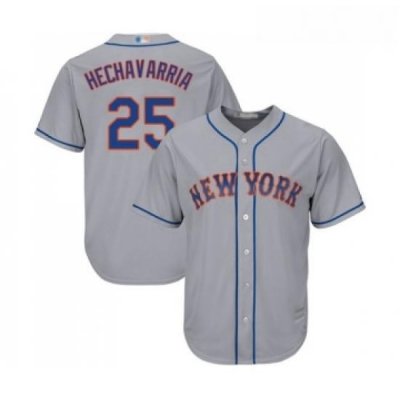 Mens NeW York Mets 25 Adeiny Hechavarria Replica Grey Road Cool Base Baseball Jersey