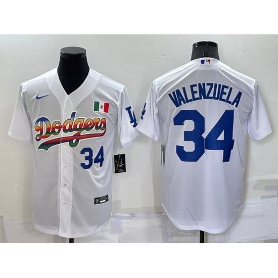 Men Los Angeles Dodgers 34 Toro Valenzuela White Cool Base Stitched Baseball Jerseys