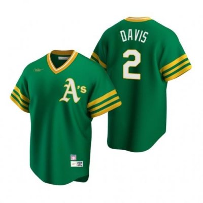 Mens Nike Oakland Athletics 2 Khris Davis Kelly Green CooperstoWn Collection Road Stitched Baseball Jersey