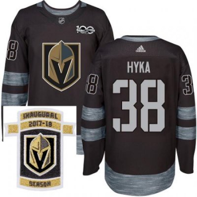 Adidas Golden Knights #38 Tomas Hyka Black 1917 2017 100th Anniversary Stitched NHL Inaugural Season Patch Jersey