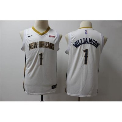 Youth Pelicans 1 Zion Williamson White Youth Nike Swingman Jersey