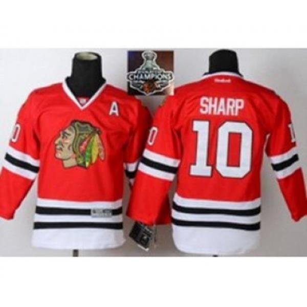 youth nhl jerseys chicago blackhawks #10 sharp red[2015 Stanley cup champions][patch A]