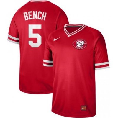 Mens Nike Cincinnati Reds 5 Johnny Bench Red Authentic CooperstoWn Collection Stitched Baseball Jerse