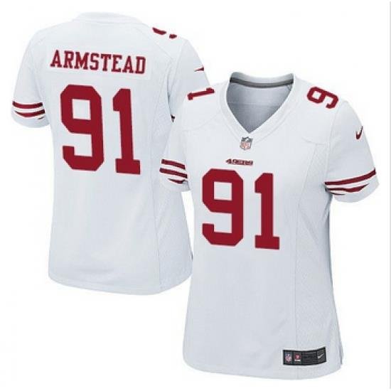 Women NEW 49ers #91 Arik Armstead White Stitched NFL Elite Jersey