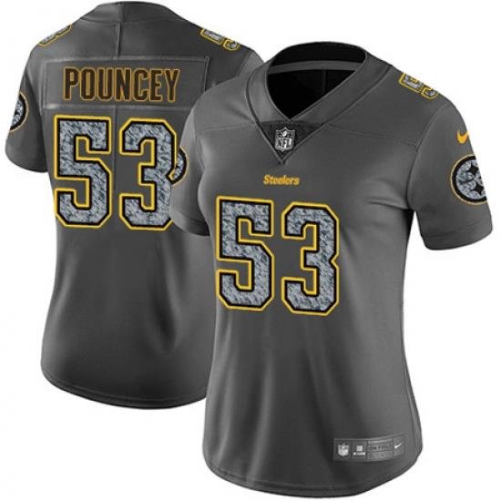 Nike Steelers #53 Maurkice Pouncey Gray Static Womens NFL Vapor Untouchable Game Jersey