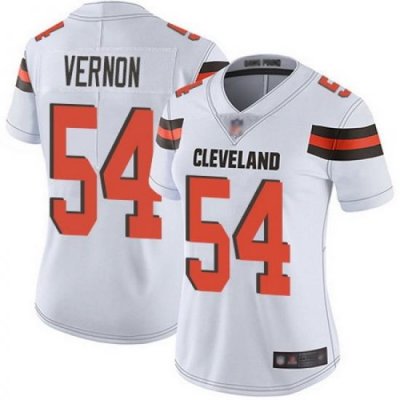 Browns 54 Olivier Vernon White Womens Stitched Football Vapor Untouchable Limited Jersey