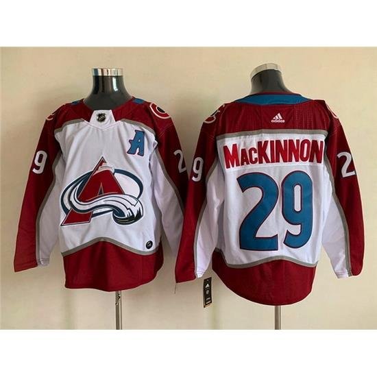 Men Colorado Avalanche 29 Nathan MacKinnon White Stitched Jersey