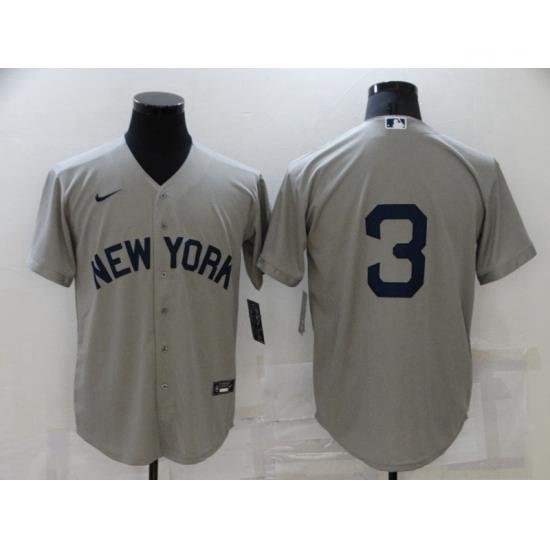 Men's Nike NeW York Yankees #3 Babe Ruth Authentic Gray Game Jersey