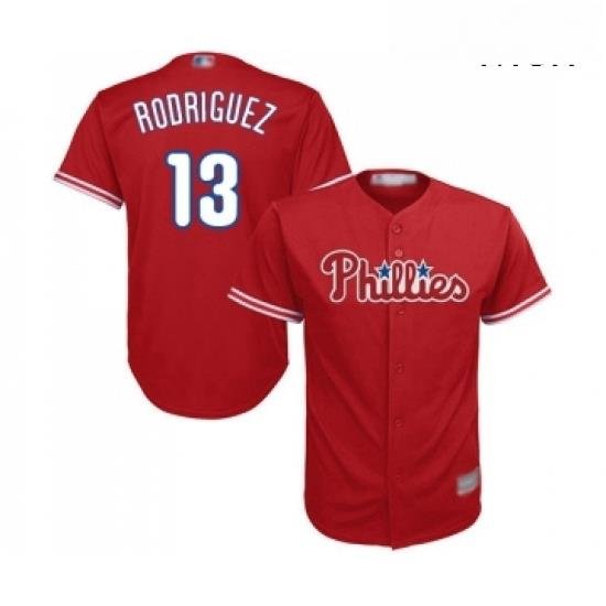 Mens Philadelphia Phillies 13 Sean Rodriguez Replica Red Alternate Cool Base Baseball Jersey